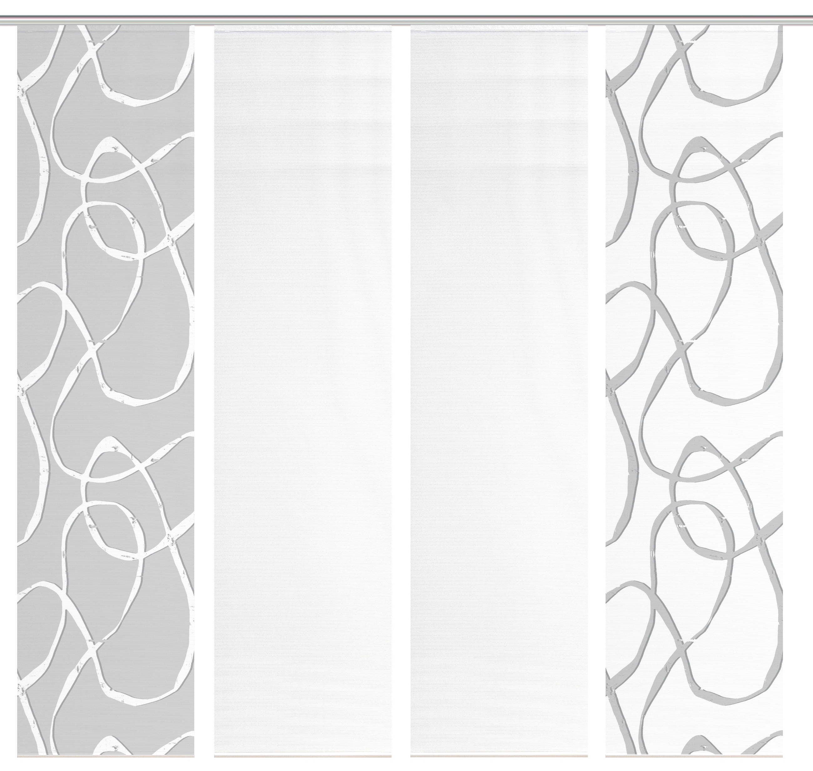 FLÄCHENVORHANG  4 Stück  blickdicht  60/260 cm   - Grau Hochglanz/Weiß, KONVENTIONELL, Textil (60/260cm)