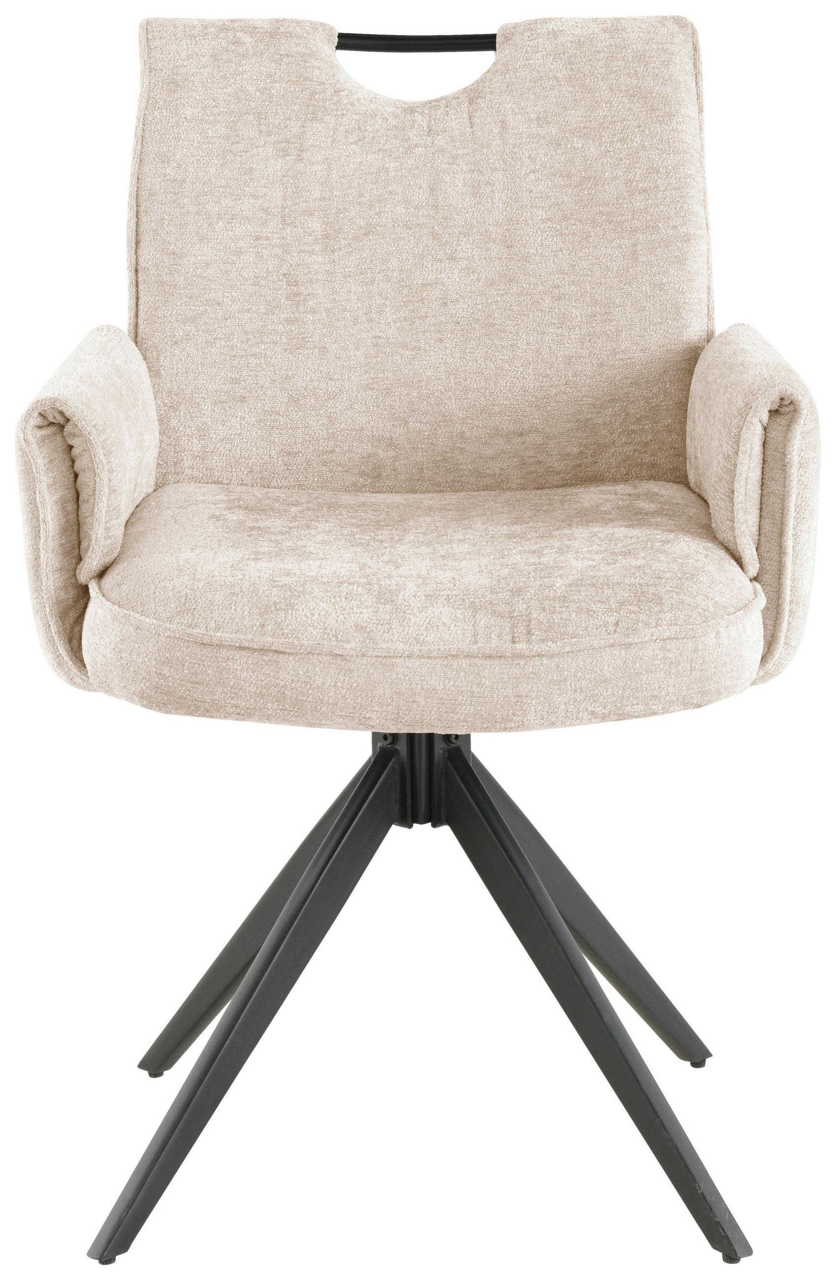 ARMLEHNSTUHL  in Eisen Chenille  - Beige/Schwarz, LIFESTYLE, Holz/Textil (64/90/63cm) - MID.YOU