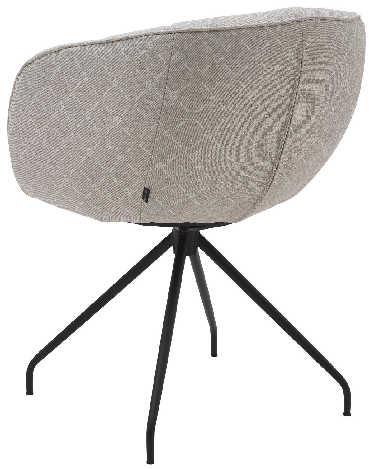 ARMLEHNSTUHL  Sitzfläche 360° drehbar, Gestellauswahl, automatische Rückholfunktion, ergonomische Rückenlehne, Stoff-/Lederauswahl Jacquard  Sandfarben  - Sandfarben/Schwarz, Design, Textil/Metall (62/81/63cm) - Dieter Knoll
