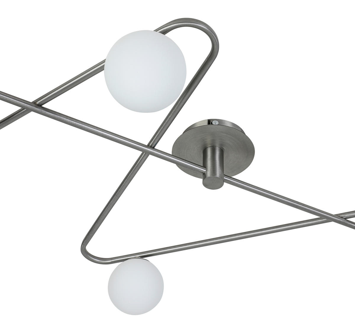DECKENLEUCHTE 120/73/21 cm  - Weiß/Nickelfarben, Trend, Glas/Metall (120/73/21cm) - Collett's Monde