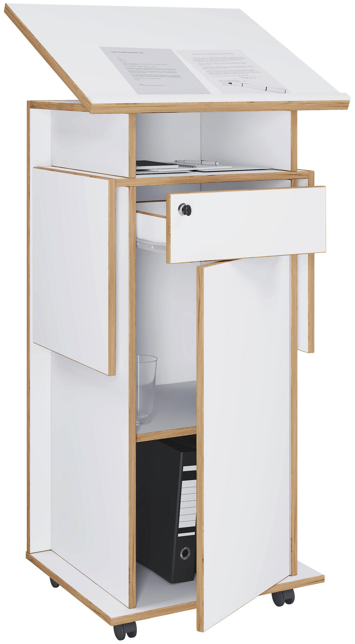 STEHPULT   - Honigeiche/Weiß, Design, Holzwerkstoff (123/128/44cm) - MID.YOU