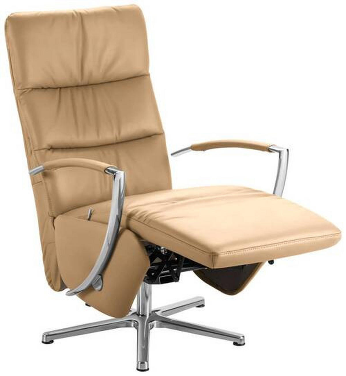 RELAXSESSEL in Leder Honig  - Chromfarben/Honig, Design, Leder/Metall (64/112/80cm) - Cantus