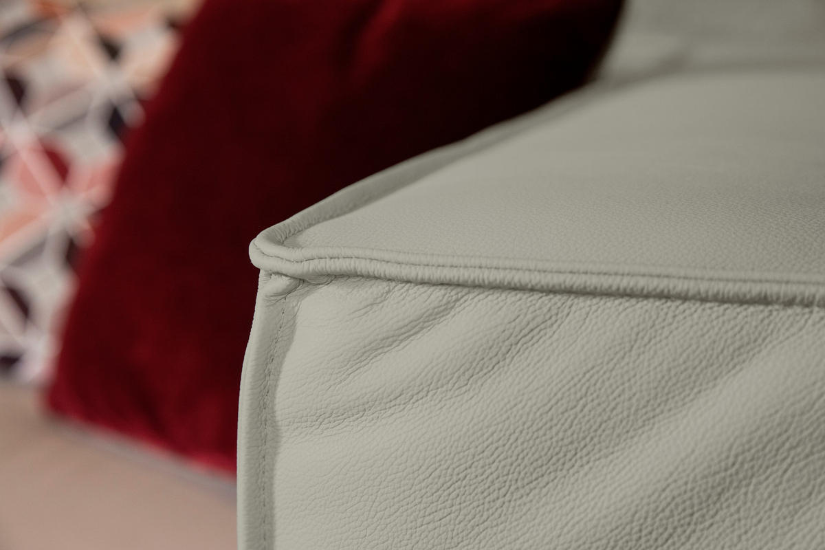 ECKSOFA in Echtleder Weiss  - Weiss/Schwarz, Modern, Leder/Kunststoff (164/300cm) - W.Schillig