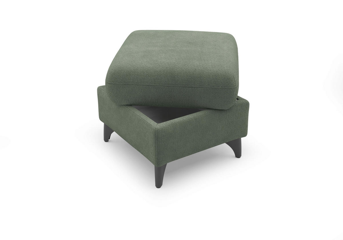 HOCKER GLENDALE E Flachgewebe Dunkelgrün  - Dunkelgrün/Schwarz, KONVENTIONELL, Textil/Metall (58/48/58cm) - Sit & More