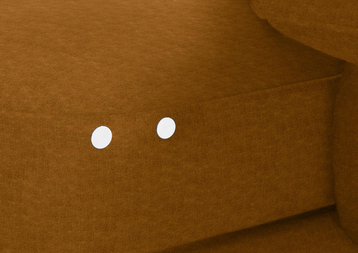 ECKSOFA in Velours Cognac  - Cognac/Schwarz, Design, Textil/Metall (310/180cm) - Dieter Knoll