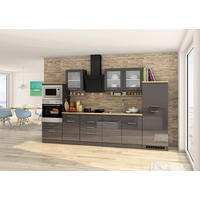 KÜCHENBLOCK 330 cm   in Graphitfarben  - Silberfarben/Graphitfarben, Modern, Glas/Holzwerkstoff (330cm) - Held