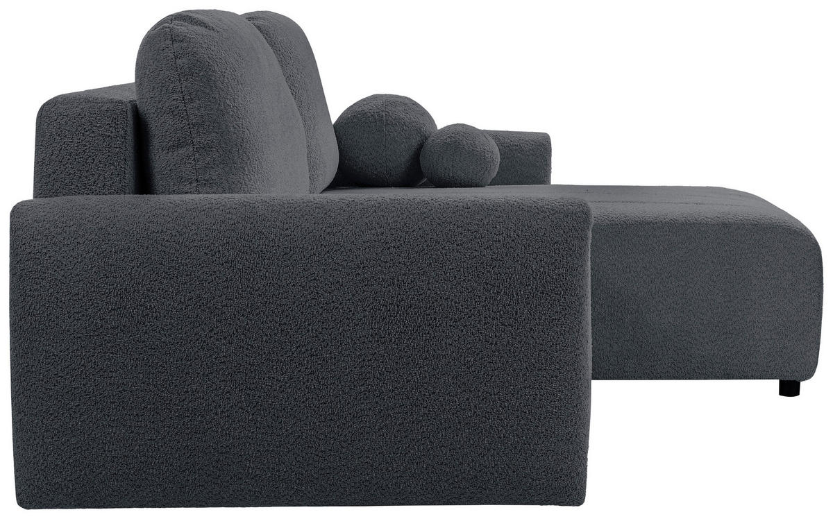 ECKSOFA LUNA Grau Struktur, Bouclé  - Schwarz/Grau, Design, Kunststoff/Textil (260cm) - Livetastic