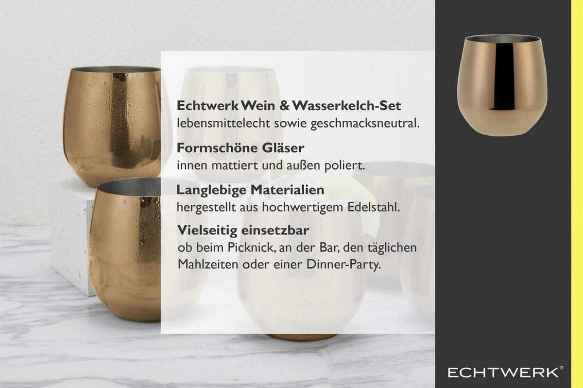GLÄSERSET  6-teilig  - Kupferfarben, Trend, Metall (9,9cm) - Echtwerk