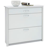 SCHUHSCHRANK Weiß, Alufarben  - Alufarben/Weiß, Design, Glas/Holzwerkstoff (109/104/28cm) - Dieter Knoll