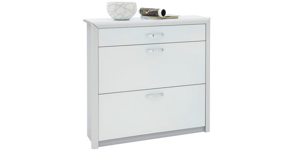 SCHUHSCHRANK Weiß, Alufarben  - Alufarben/Weiß, Design, Glas/Holzwerkstoff (109/104/28cm) - Dieter Knoll