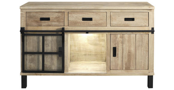 BUFFET 145/180/42 cm  in  - Graubraun/Schwarz, LIFESTYLE, Glas/Holz (145/180/42cm) - Landscape
