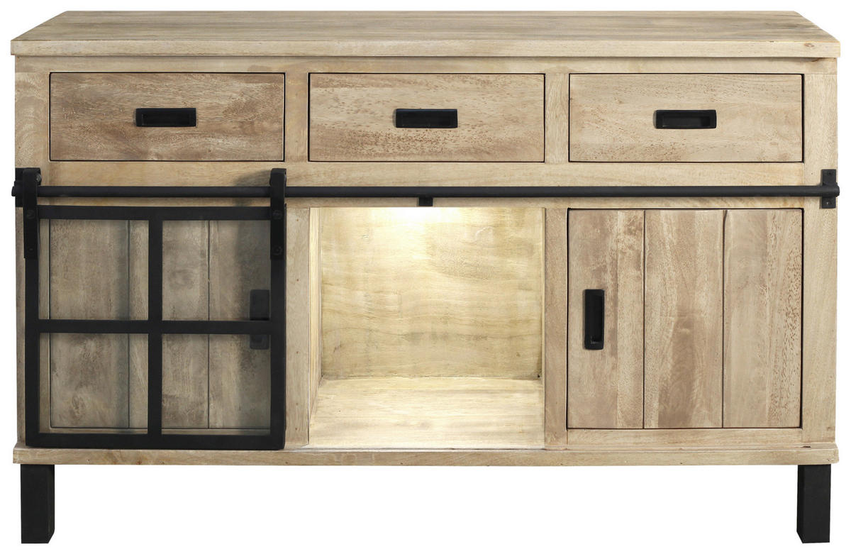 BUFFET 145/180/42 cm  in  - Graubraun/Schwarz, LIFESTYLE, Glas/Holz (145/180/42cm) - Landscape
