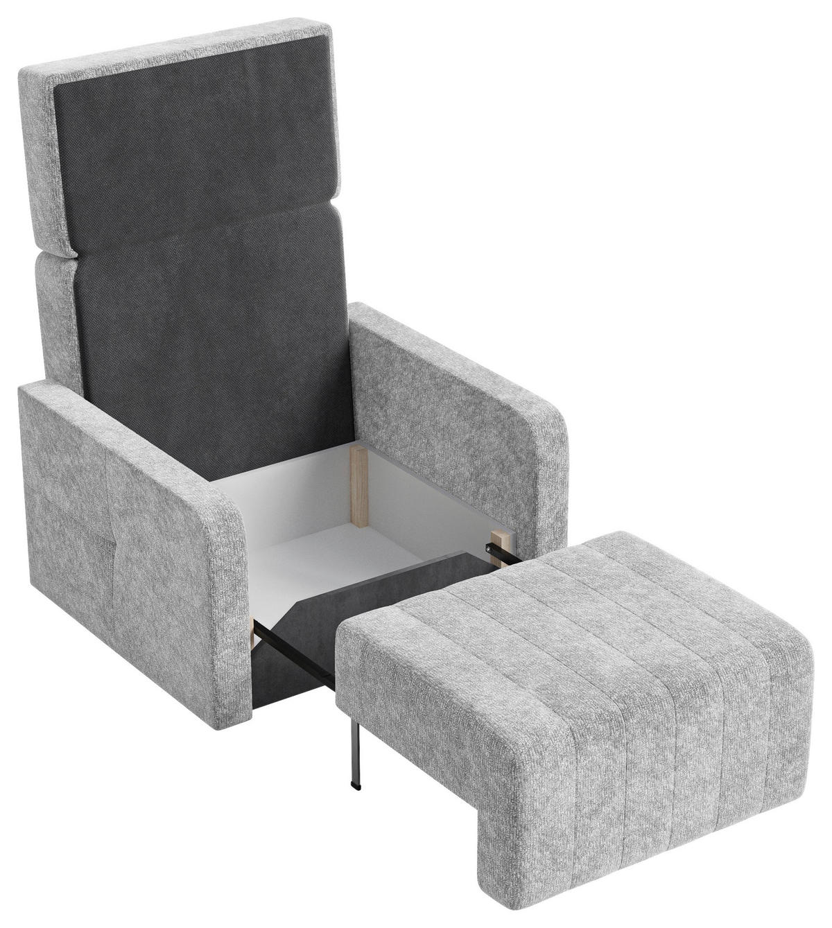 SCHLAFSESSEL Chenille Silberfarben Liegefunktion Rücken echt  inkl.  - Silberfarben/Schwarz, MODERN, Kunststoff/Textil (101/87/101cm) - Milino