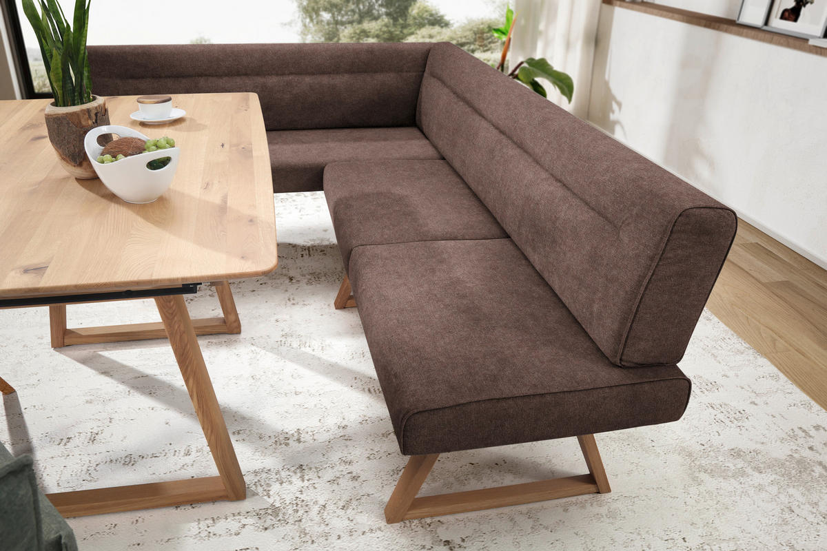 ECKBANK in Holz, Textil Braun, Eichefarben  - Eichefarben/Braun, Konventionell, Holz/Textil (170/230cm) - Moderano