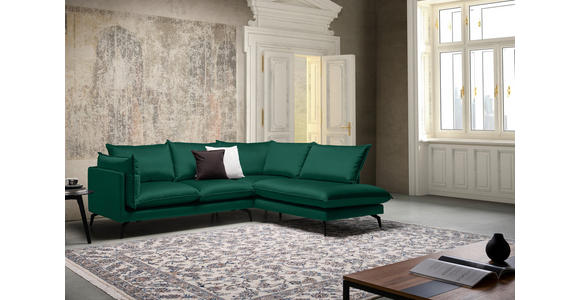 ECKSOFA Grün Samt  - Schwarz/Grün, Design, Textil/Metall (241/200cm) - Carryhome