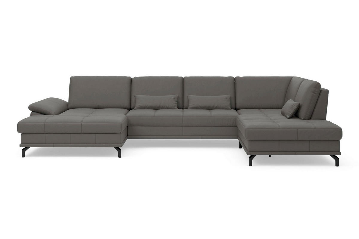 SEDACÍ SOUPRAVA, kůže, mokka - černá/mokka, Basics, kov/textil (176/363/223cm) - Sit & More