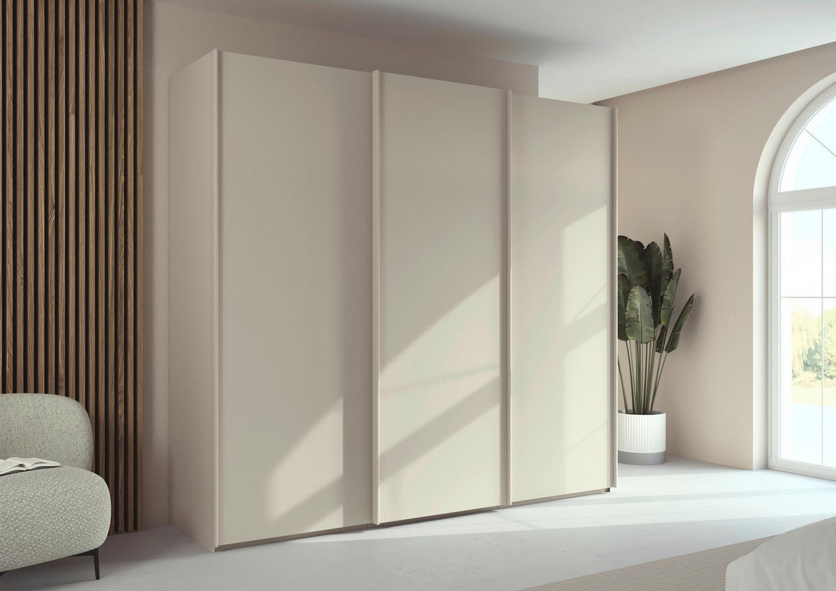 SCHWEBETÜRENSCHRANK 242/223/69 cm,  in Champagner, 3 Tür(en)  - Champagner, Basics, Holzwerkstoff/Metall (242/223/69cm) - Rauch Möbel