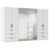 DREHTÜRENSCHRANK 350/223/61 cm,  in Weiß, 7-türig  - Chromfarben/Schwarz, Basics, Glas/Holzwerkstoff (350/223/61cm) - Novel
