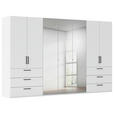 DREHTÜRENSCHRANK 350/223/61 cm,  in Weiß, 7-türig  - Chromfarben/Schwarz, Basics, Glas/Holzwerkstoff (350/223/61cm) - Novel