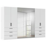 DREHTÜRENSCHRANK 350/223/61 cm,  in Weiß, 7-türig  - Chromfarben/Schwarz, Basics, Glas/Holzwerkstoff (350/223/61cm) - Novel