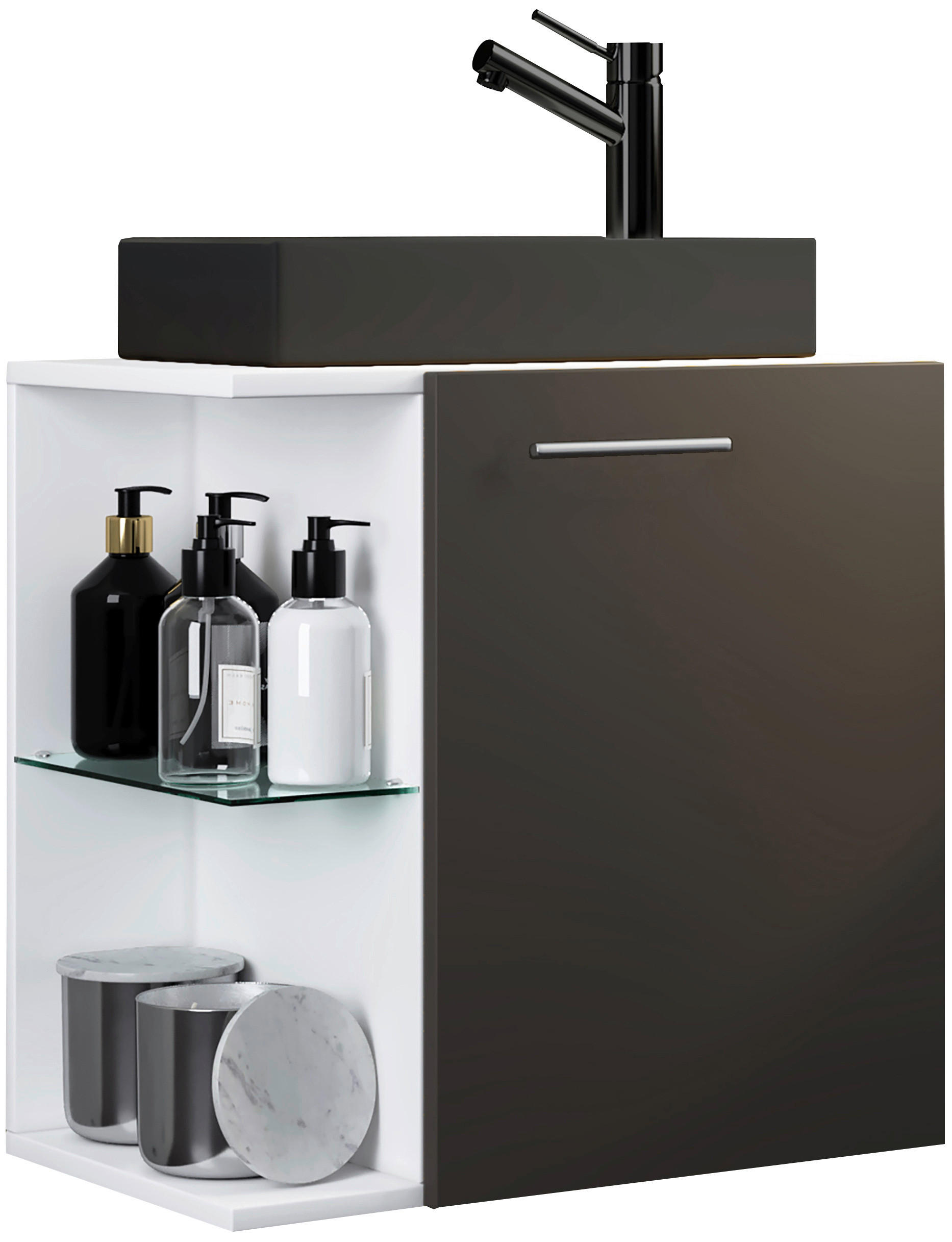 WASCHTISCHKOMBI 52 cm  - Anthrazit/Silberfarben, MODERN, Glas/Keramik (52cm) - MID.YOU