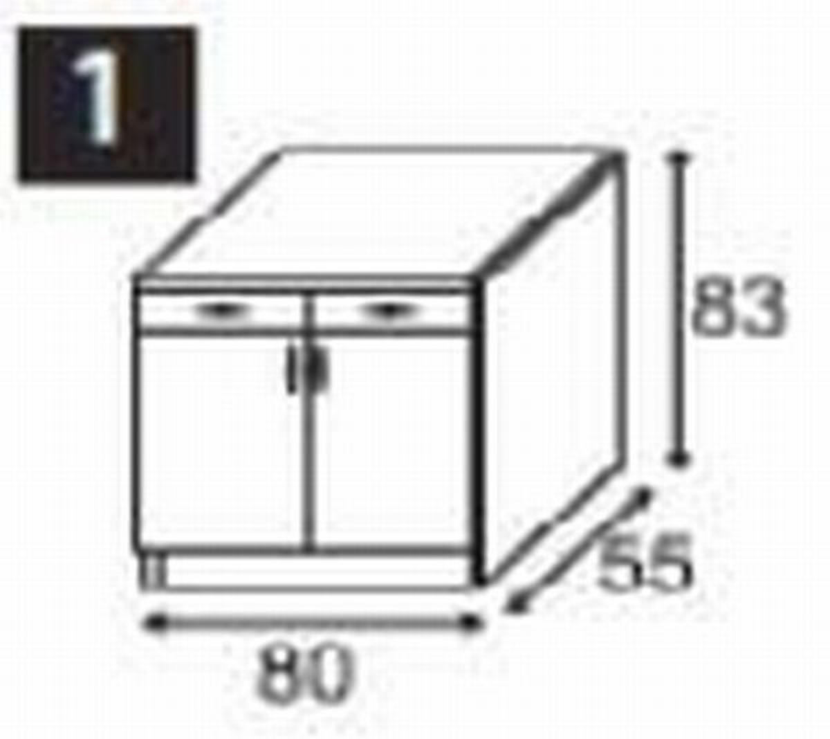 DONJI KUHINJSKI ELEMENT  80/83/55 cm   - bijela/bež, Design, drvni materijal/metal (80/83/55cm) - Boxxx