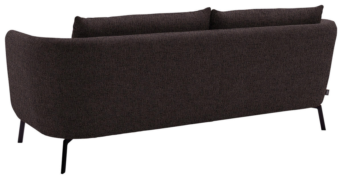 3-SITZER-SOFA  in Flachgewebe Dunkelbraun  - Dunkelbraun/Schwarz, Design, Textil/Metall (210/71/91cm) - Schöner Wohnen