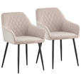 ARMLEHNSTUHL-SET 2 Stück  in Eisen Samt  - Beige/Schwarz, MODERN, Textil/Metall (56/82,5/61,5cm) - Novel