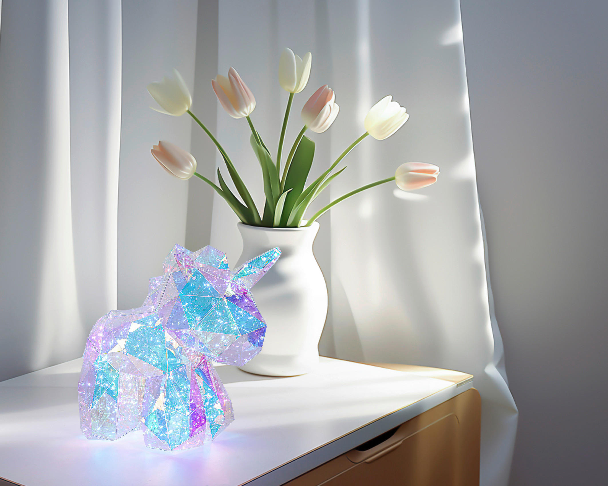 TISCHLEUCHTE 23/38/36 cm   - Transparent/Perlmutt, Trend, Kunststoff (23/38/36cm) - Novel