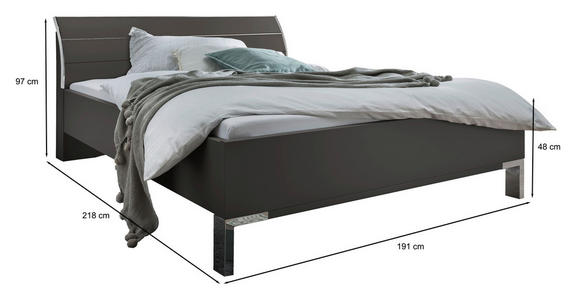 BETT 180/200 cm  in Dunkelgrau  - Dunkelgrau, KONVENTIONELL, Metall (180/200cm) - Venda