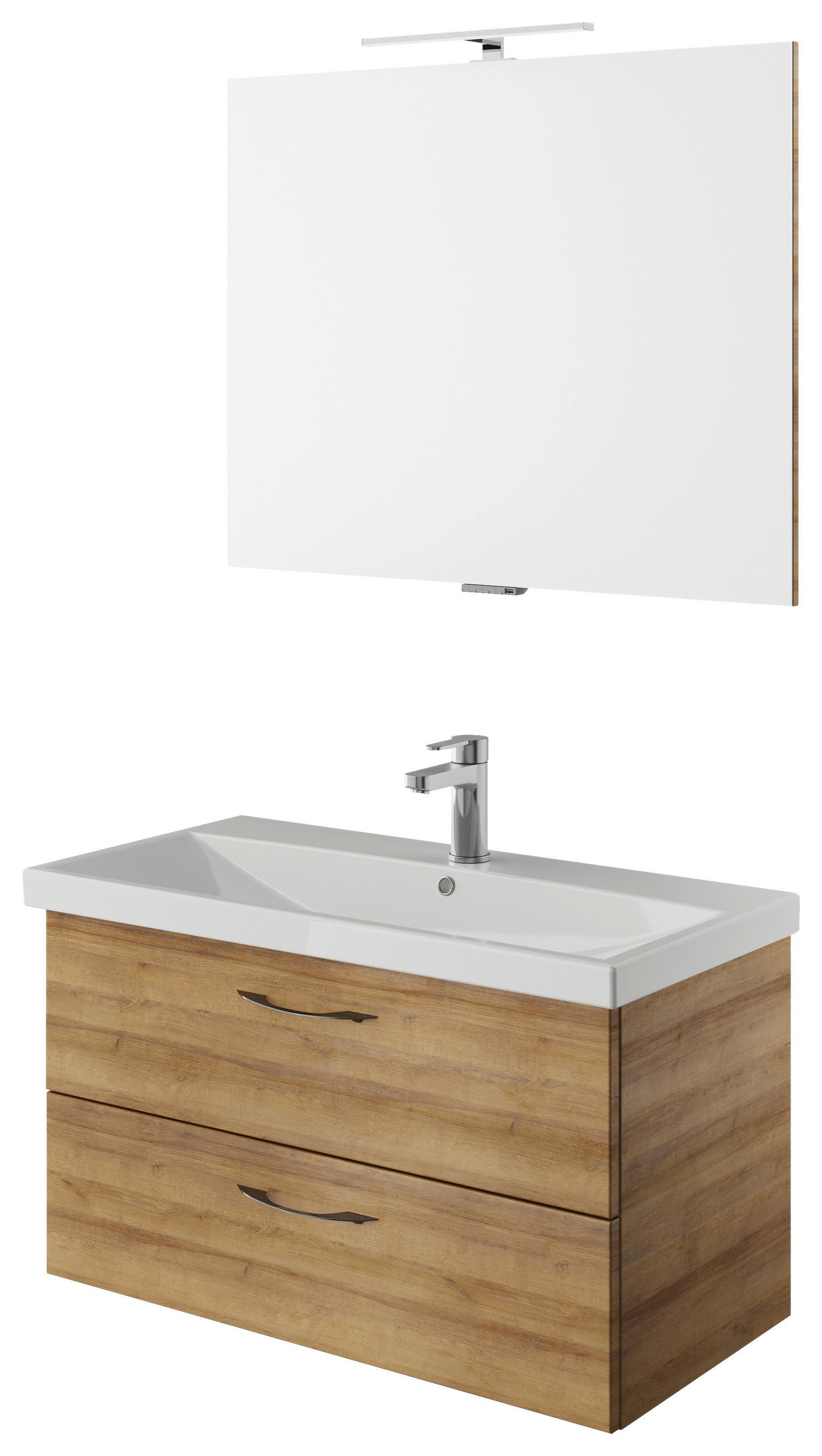 BADEZIMMER Eichefarben  - Eichefarben/Weiß, KONVENTIONELL (90/200/43,5cm) - Sadena
