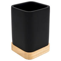 KELÍMEK NA ZUBNÍ KARTÁČEK přírodní barvy, černá - černá/přírodní barvy, Basics, dřevo/plast (6,9/10/6,9cm) - Sadena