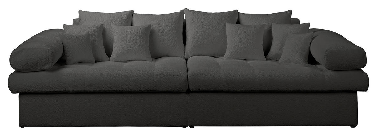 BIGSOFA Teddystoff Dunkelgrau  - Dunkelgrau/Schwarz, Design, Kunststoff/Textil (284/94/148cm) - Livetastic