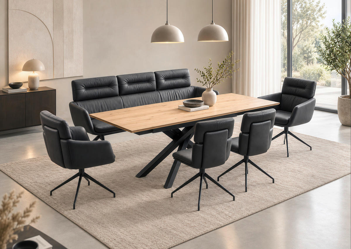 Scaun Cu Brațe din metal, piele, negru - negru, Design, metal/piele (62/92/66cm) - Dieter Knoll
