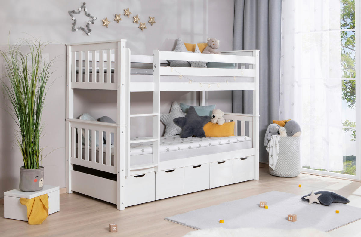 ETAGENBETT 90/200 cm Weiss  - Weiss, Modern, Holz (90/200cm) - MID.YOU