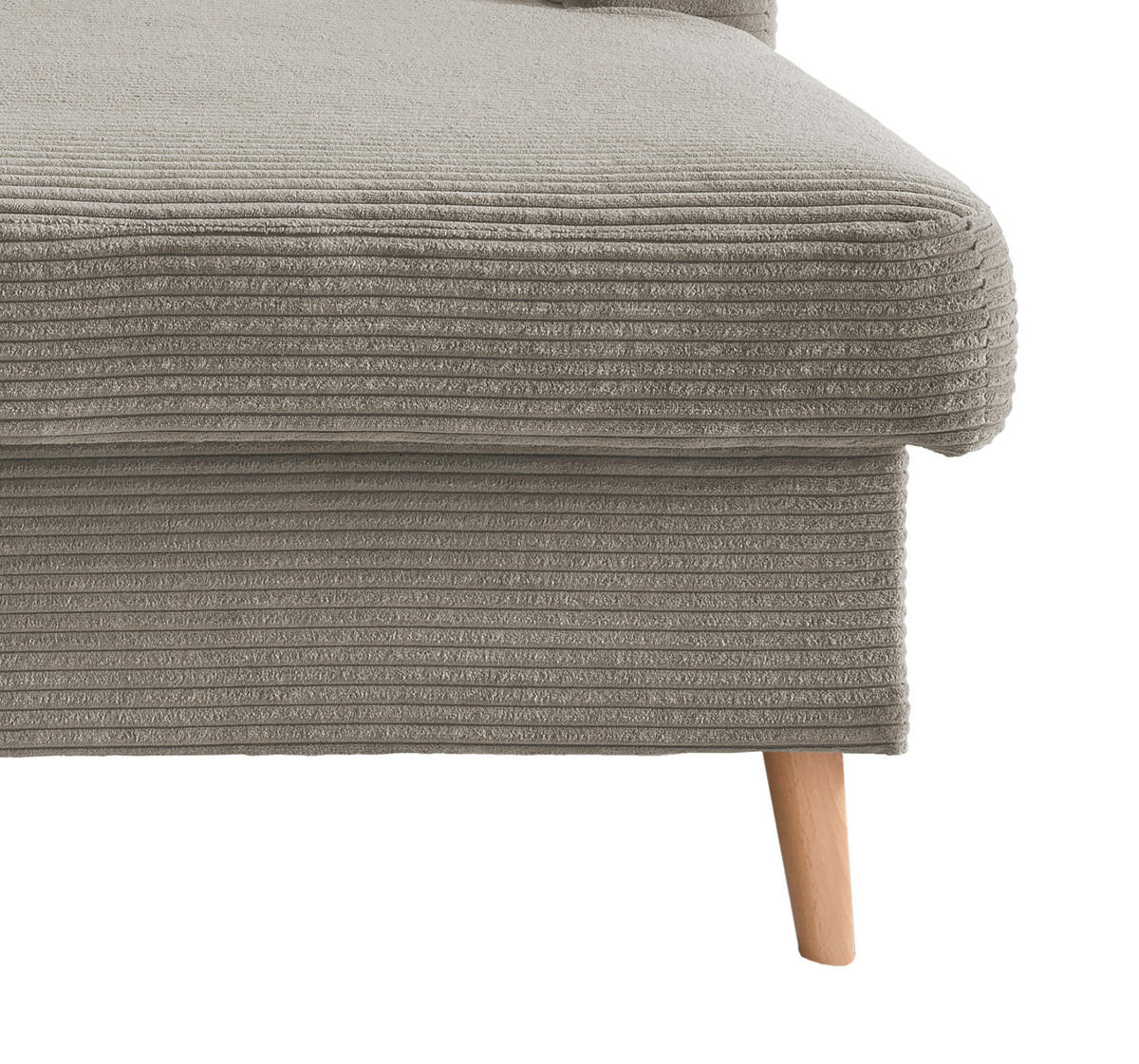 ECKSOFA Graubraun Cord  - Graubraun/Naturfarben, Design, Holz/Textil (228/150cm) - P & B