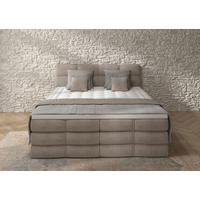 BOXSPRINGBETT 160/200 cm,  in Sandfarben, gepolstertes Kopfteil, Bettkasten, Topper, Matratzen, H3 + H3 = fest  - Sandfarben/Schwarz, Design, Kunststoff/Textil (160/200cm) - Chameo