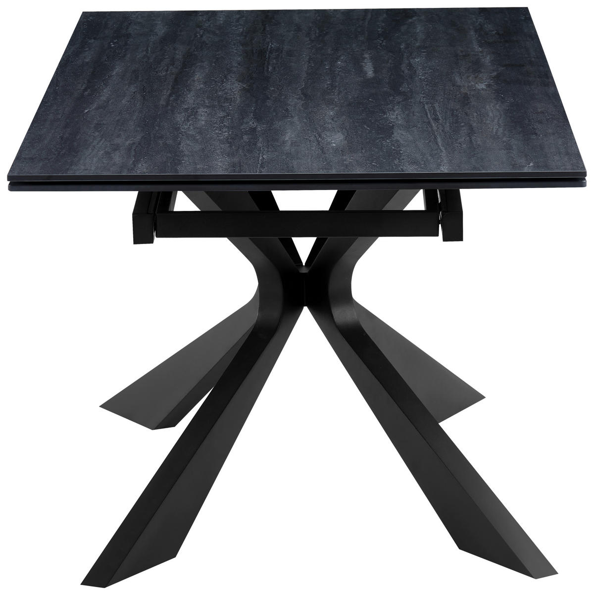 ESSTISCH 180-260/90/76 cm  Metall, Stein ausziehbar rechteckig Schwarz  - Schwarz, MODERN, Stein/Metall (180-260/90/76cm) - P & B