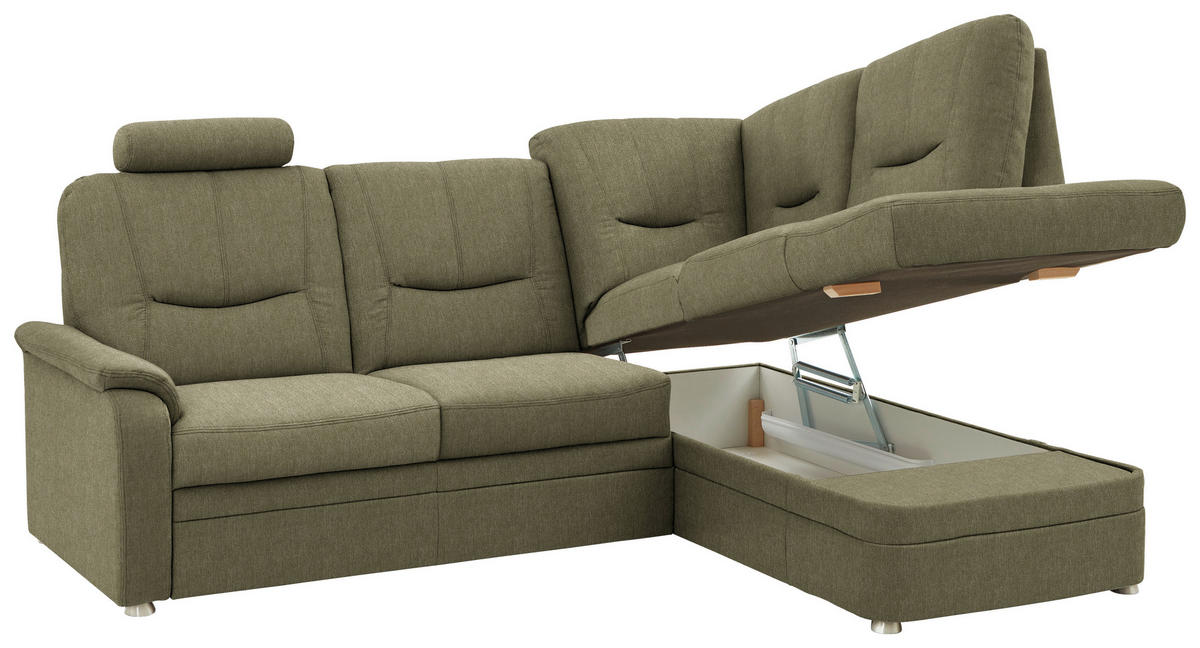 ECKSOFA  in Chenille Grün  235/185 cm  - Schwarz/Grün, KONVENTIONELL, Kunststoff/Textil (235/185cm) - Beldomo Comfort
