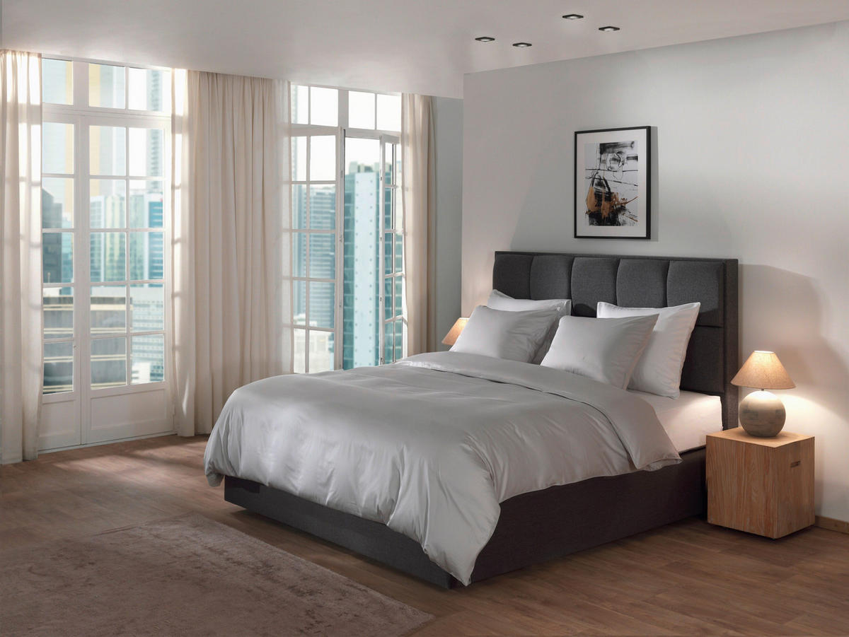 BETTWÄSCHE 2-teilig Suite-Dubai Makosatin 135/200 cm  - Hellgrau, Basics, Textil (135/200cm)