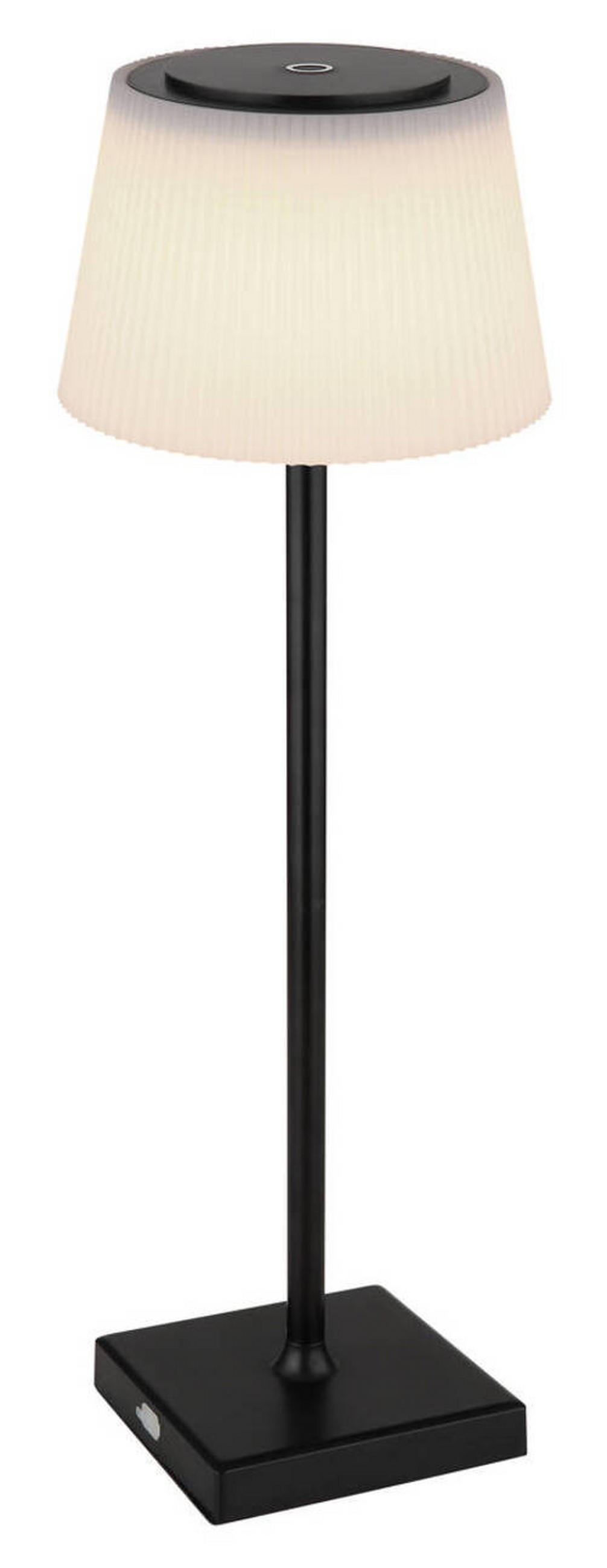 AKKU-TISCHLEUCHTE - Weiss/Schwarz, Konventionell, Kunststoff/Metall (13,1/38cm) - Globo