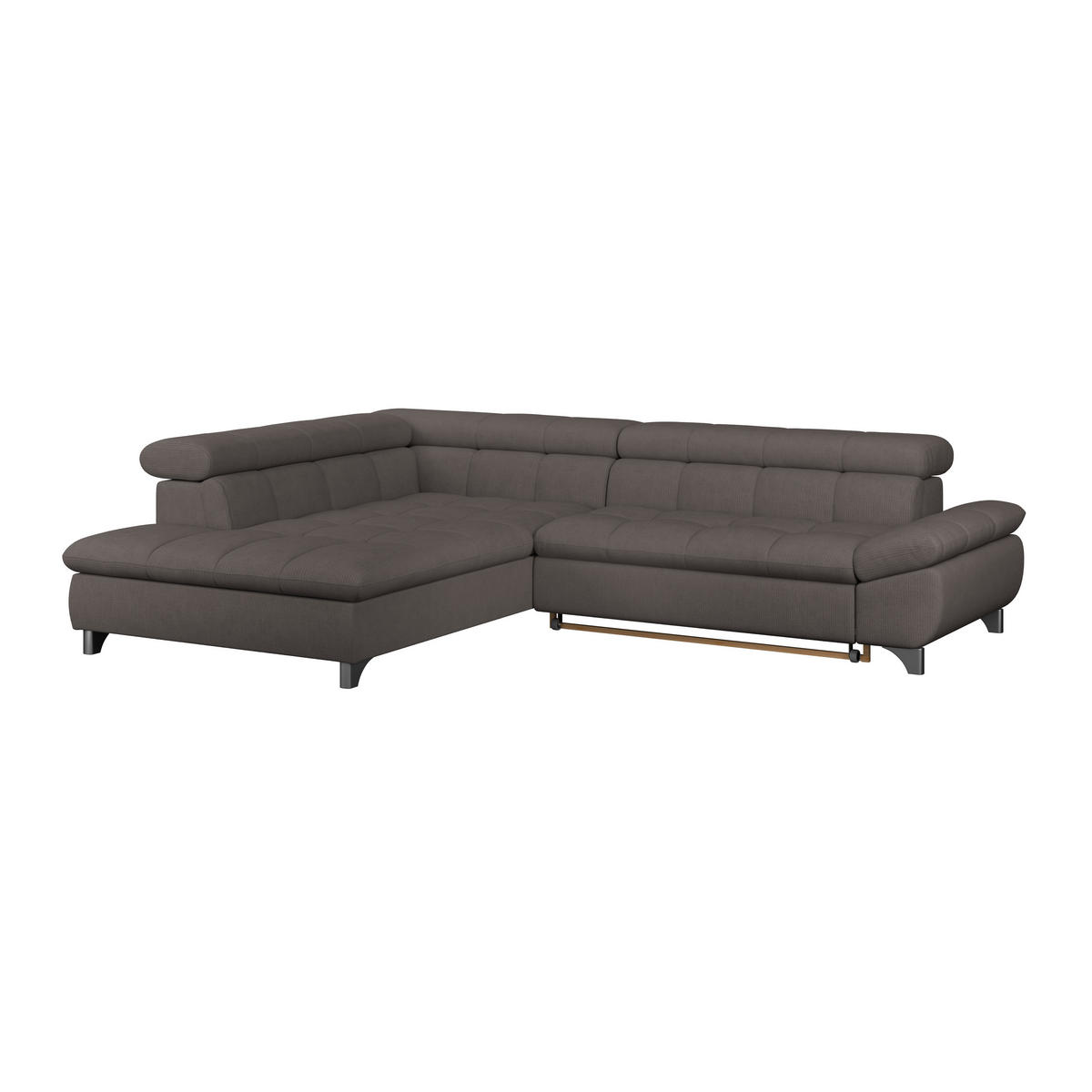 ECKSOFA Braun Chenille  - Chromfarben/Braun, KONVENTIONELL, Textil/Metall (234/312cm) - Livetastic