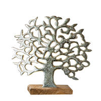 SKULPTUR - Hellbraun/Silberfarben, Basics, Holz/Metall (49/46/8cm)