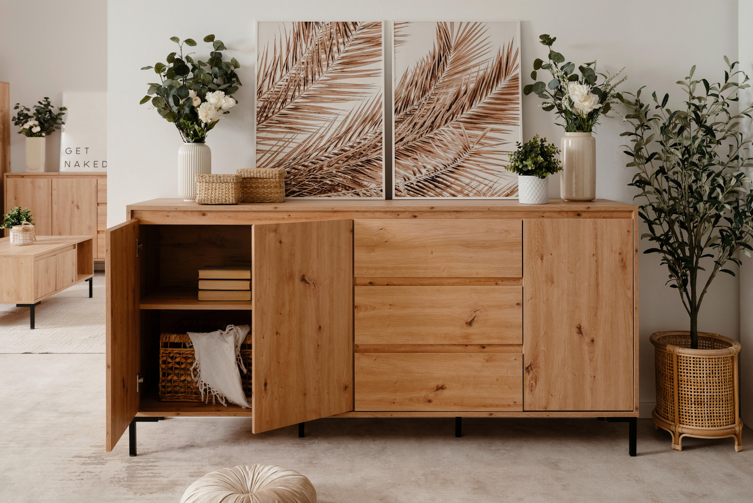 SIDEBOARD  in 170/87/40 cm  - Schwarz/Eiche Artisan, Design, Holzwerkstoff/Metall (170/87/40cm) - MID.YOU