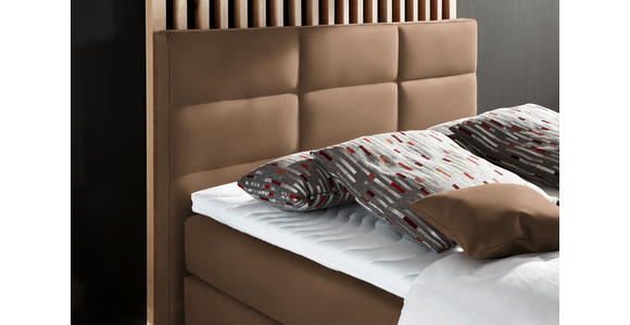 BOXSPRINGBETT 140/200 cm  in Sandfarben  - Sandfarben/Alufarben, KONVENTIONELL, Textil/Metall (140/200cm) - Dieter Knoll