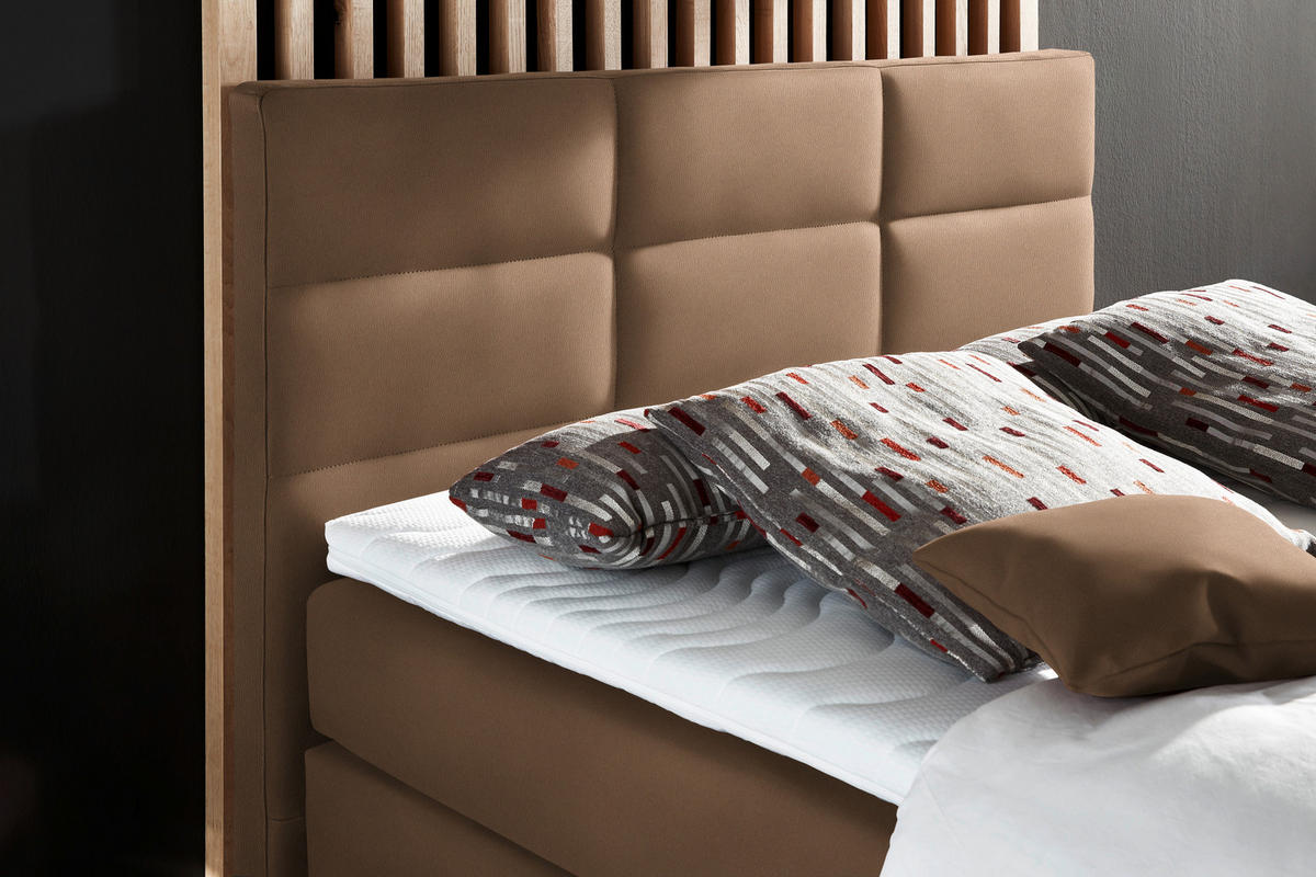 BOXSPRINGBETT 140/200 cm  in Sandfarben  - Sandfarben/Alufarben, KONVENTIONELL, Textil/Metall (140/200cm) - Dieter Knoll