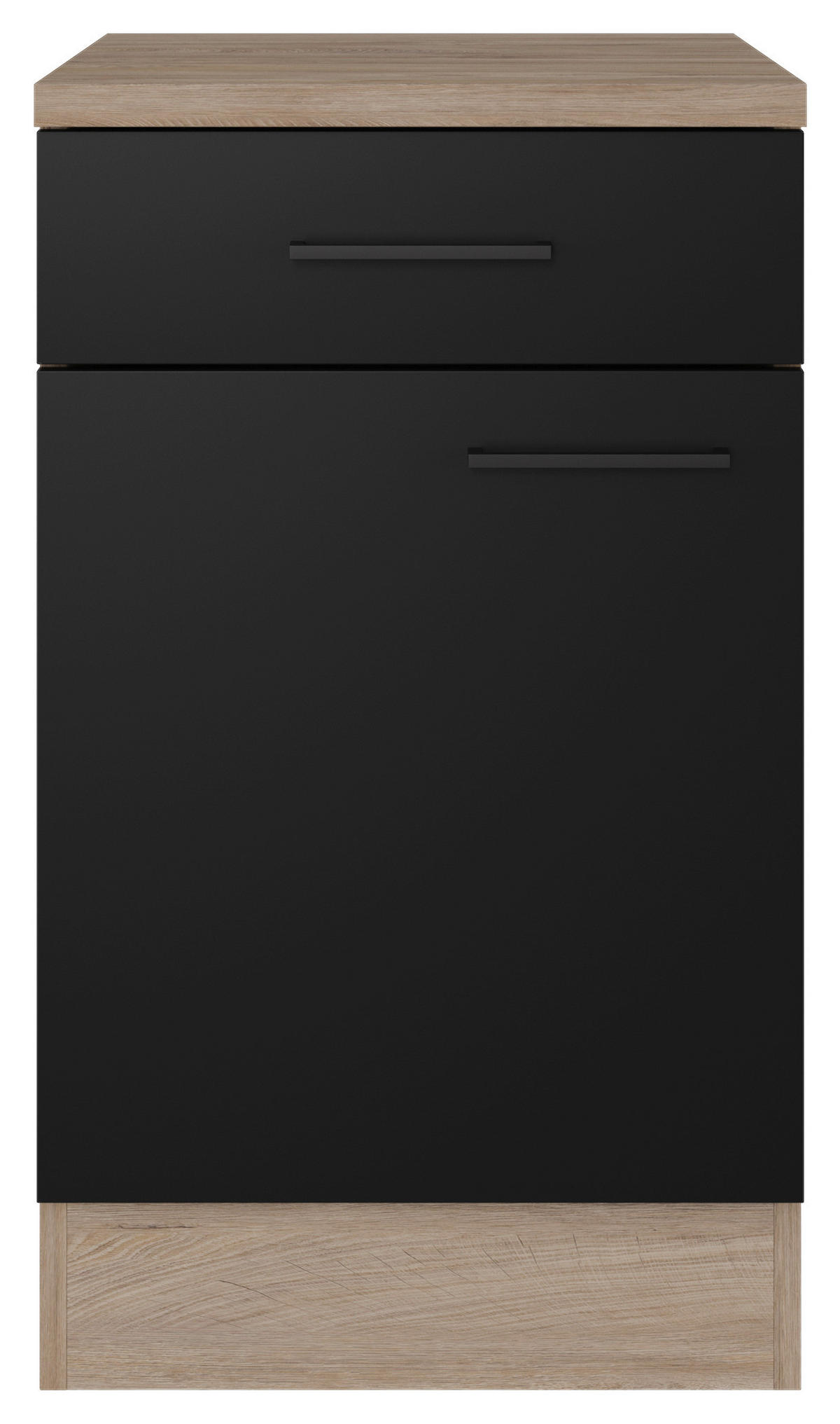 KÜCHENUNTERSCHRANK 50/85/57 cm  in Eichefarben, Schwarz  - Eichefarben/Schwarz, KONVENTIONELL, Holzwerkstoff/Metall (50/85/57cm) - FlexWell