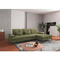 ECKSOFA in Flachgewebe Hellgrün  - Schwarz/Hellgrün, Konventionell, Textil/Metall (279/185cm) - Sit & More