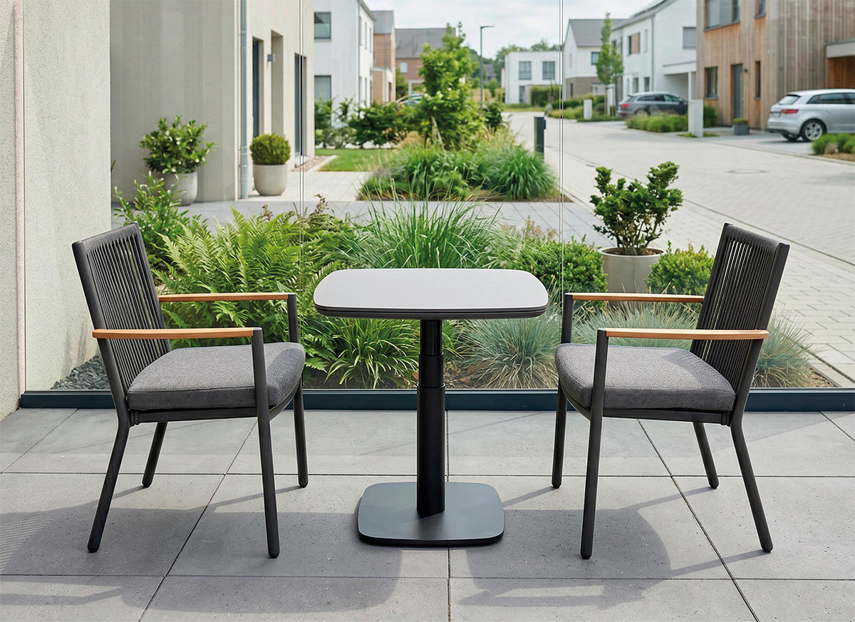 GARTENTISCH Metall, Keramik Anthrazit  - Anthrazit, MODERN, Keramik/Metall (80/80/51-74cm) - Ambia Garden