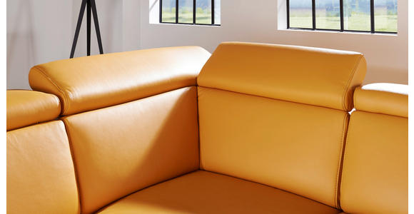 ECKSOFA in Echtleder Gelb  - Gelb/Alufarben, Design, Leder/Metall (239/271cm) - Cantus